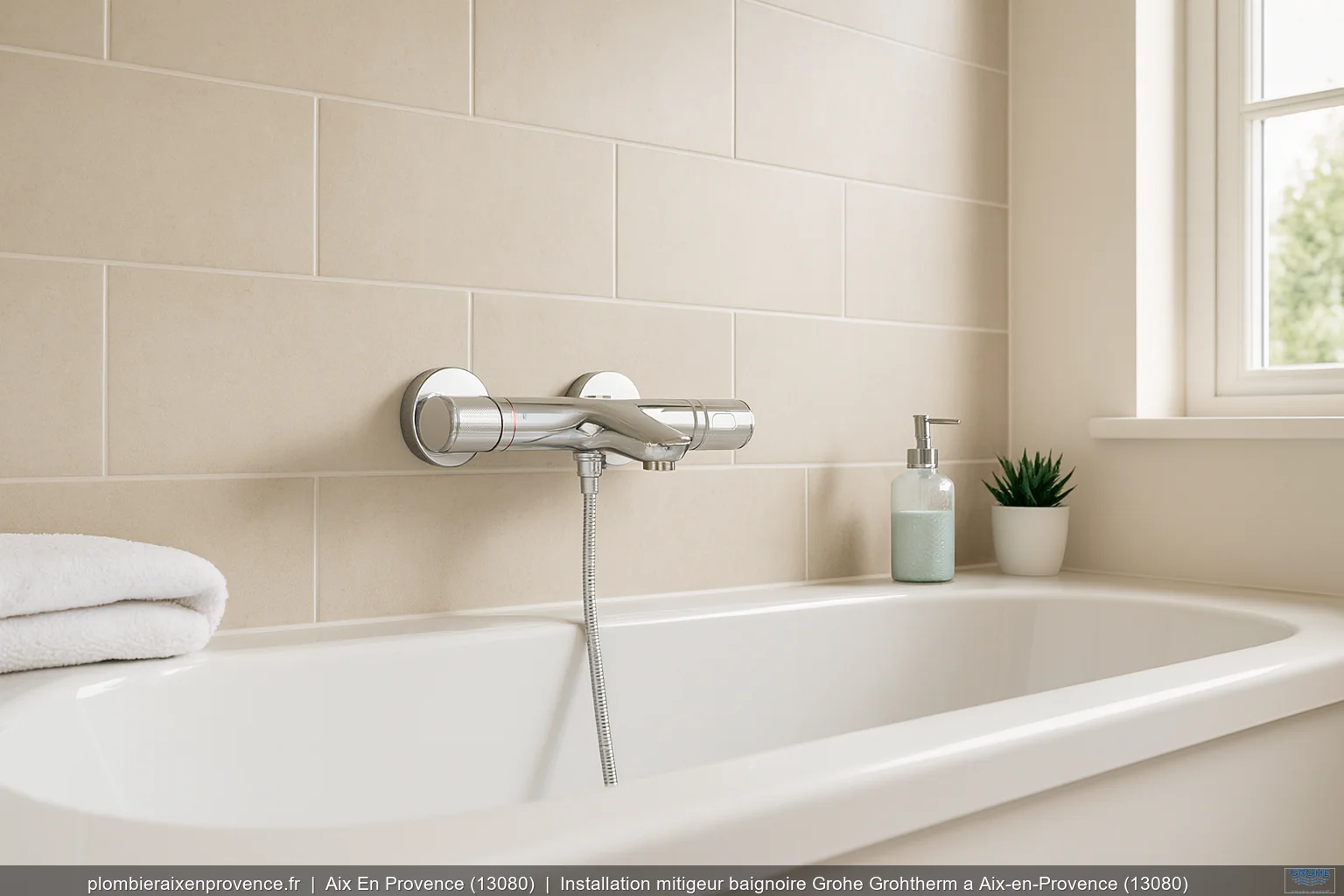 Installation mitigeur baignoire Grohe Grohtherm a Aix-en-Provence (13080)