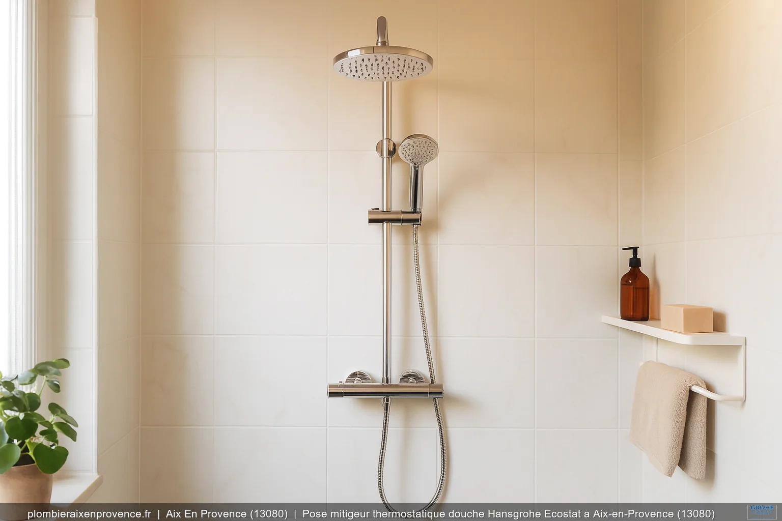Pose mitigeur thermostatique douche Hansgrohe Ecostat a Aix-en-Provence (13080)